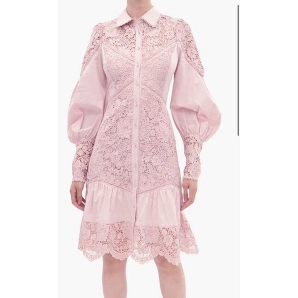 Marchesa Rosa Guipure Dress Size 8 Lace Blush Rare